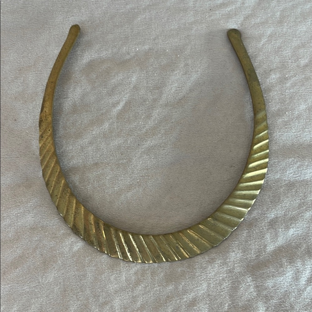 Solid Brass Neck Cuff Bib Collar Necklace Vintage Ribbed Women’s Jewelry